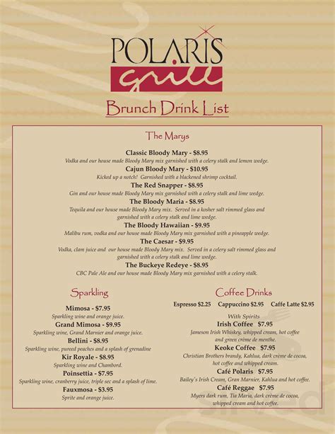 Polaris Grill menus in Columbus, Ohio, United States