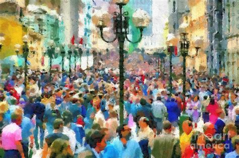 Crowded Street Painting by Magomed Magomedagaev