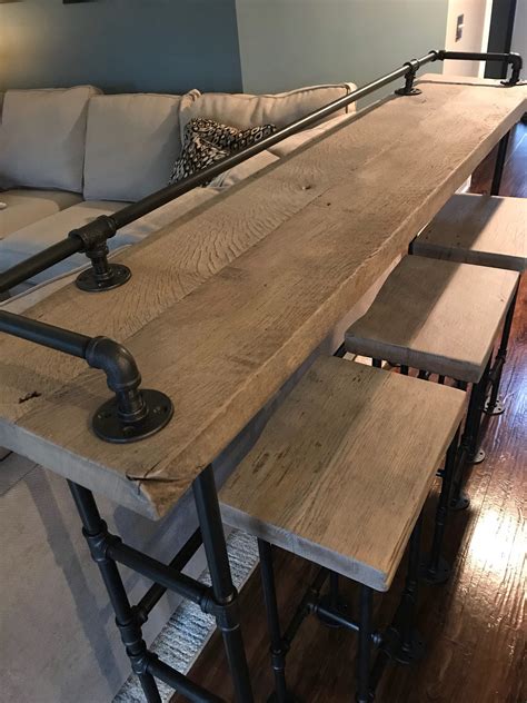 Reclaimed Gray Reclaimed Barn Wood Sofa Bar Table 7ft Restaurant ...