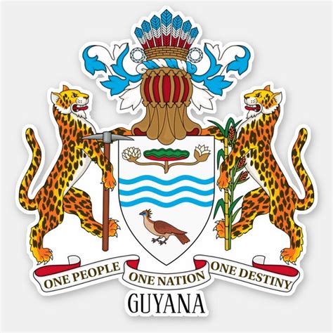 Guyana National Coat Of Arms Patriotic Sticker | Zazzle | Coat of arms, Vinyl sticker, Vinyl ...