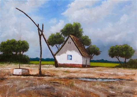 Farm in the Fields - Fine Arts Gallery - Original fine Art Oil Paintings, Watercolor Art, Drawings