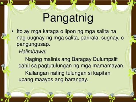 Halimbawa Ng Pangatnig – Halimbawa