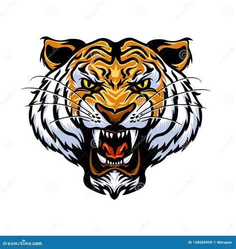 Cartoon tiger face stock vector. Illustration of tiger - 138088909