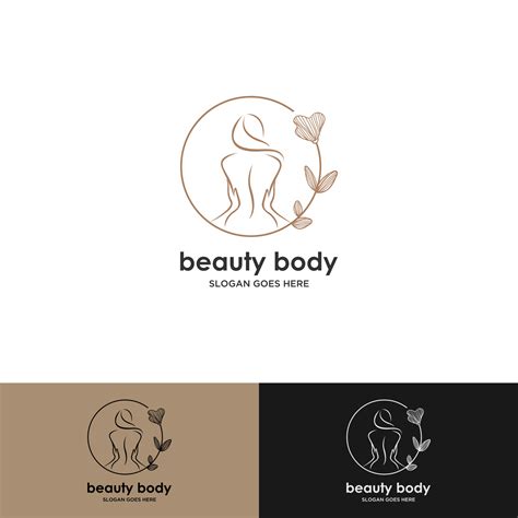 Beauty nature body spa logo design. Vector illustration of beauty woman body with botanic plant ...