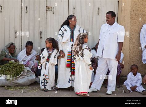 An Ethiopian Family Waits For The Procession To Pass, Timkat (The ...