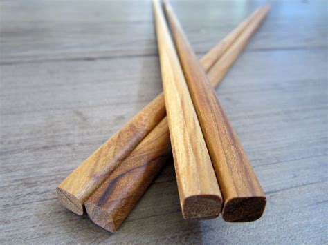 2 Pairs Teak Wooden Chopsticks Set Eating Utensils | Etsy