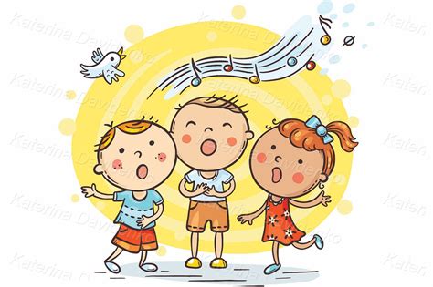 Children singing clipart