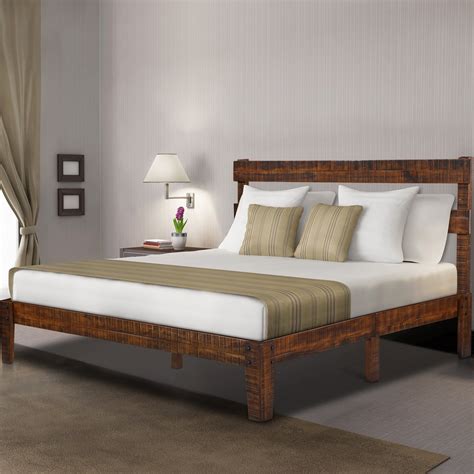 GrandRest 12 inch Classic Solid Wood Platform Bed with Headboard, Queen ...