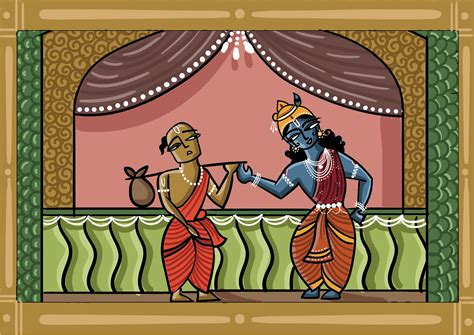 Krishna & Sudama Friendship (Bengal Pattachitra) :: Behance