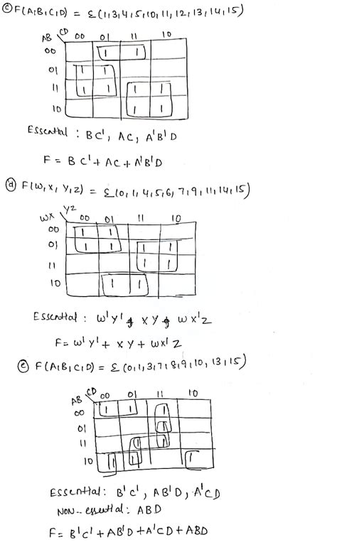 [Solved] Can you just draw the K-MAP showing essential prime implicants, and... | Course Hero