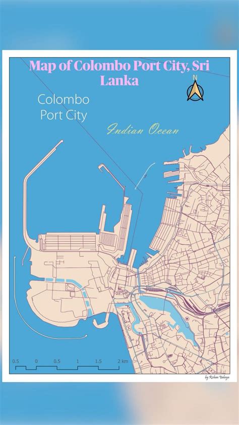 Map of Colombo Port City, Sri Lanka made using QGIS