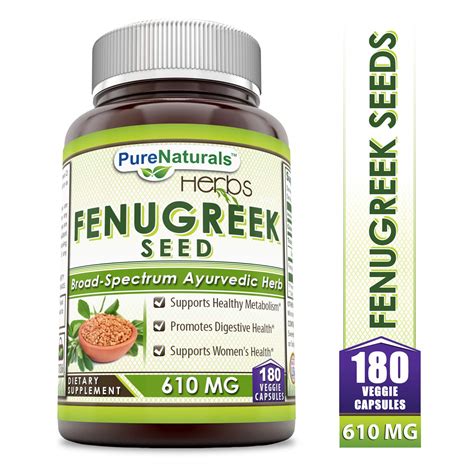 Pure Naturals Fenugreek Seed 610 Mg 180 Veggie Capsules- *Supports ...