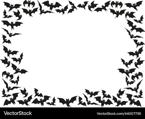 Halloween bats frame flock border flying bat Vector Image