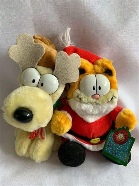 GARFIELD ODIE 2 Plush Toys Santa Garfield 7.5" Reindeer Odie 8.5 ...