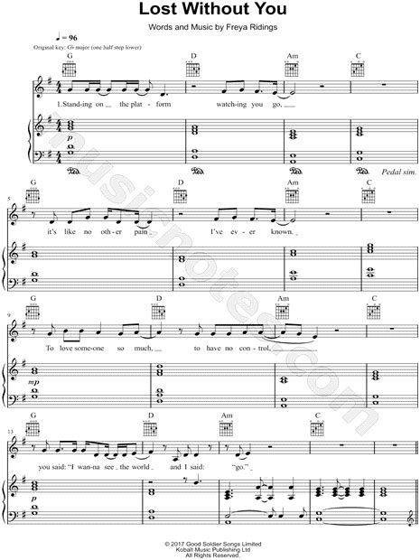 Freya Ridings "Lost Without You" Sheet Music in G Major (transposable) - Download & Print - SKU ...