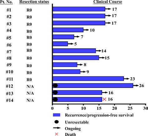 Swimmer-style clinical follow-up plot detailing the clinical course of... | Download Scientific ...