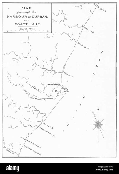 DURBAN (1891)006 Map shewing the Harbour of Durban and coast line Stock ...