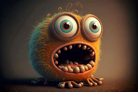 Premium Photo | Cute funny monster with big eyes and hilarious mouth ...