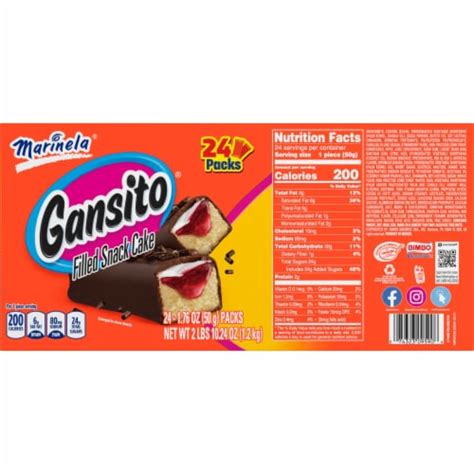 Marinela Gansito Strawberry Chocolate Flavored Covered Filled Snack Cake, 24 pc / 42.24 oz ...