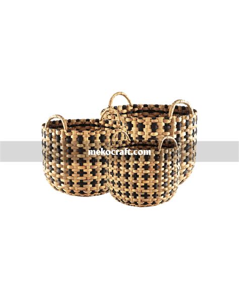 Round water hyacinth basket S/3 - Meko Craft | Handicraft Vietnam | Mekocraft.com