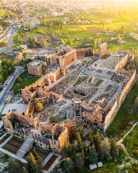 Roman ruins in Baalbek from above : r/lebanon