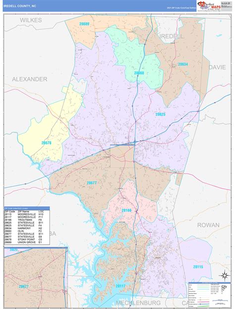 Iredell County, NC Wall Map Color Cast Style by MarketMAPS - MapSales