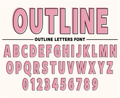 Outline Font Outline Letters Hollow Font Bold Outline Font - Etsy