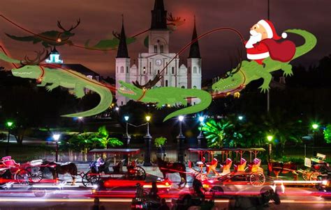 Santa Claus becomes Père Noël when his sleigh reaches the bayous of Cajun Country in Louisiana ...