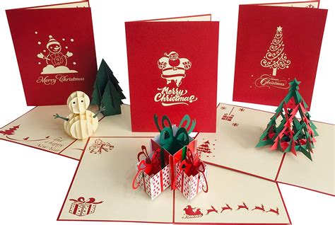Christmas Pop Up Cards Set 3 Pack by DEVINE Cards | Xmas 3D Season Greeting Cards Assortment for ...