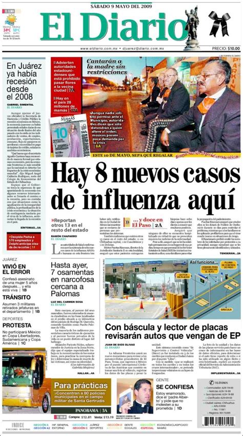 Periódico El Diario - Juarez (México). Periódicos de México. Edición de sábado, 9 de mayo de ...