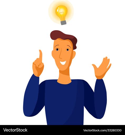 Good idea portrait man with a light bulb Vector Image