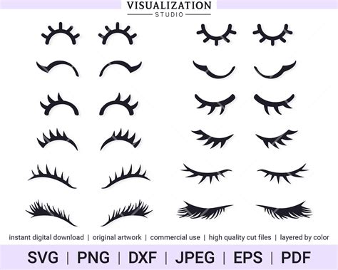 Cartoon Eyelashes Vector Clipart Set INSTANT DIGITAL - Etsy Finland