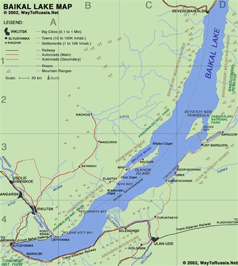 Map of Baikal Lake - Way to Russia Guide