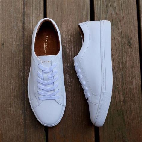 Clean white sneakers from New Republic Men. These shoes can be acquired from Menlo Club. # ...