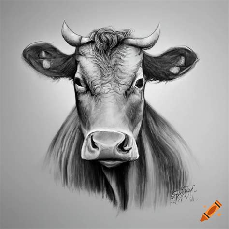 Realistic pencil drawing of a cow