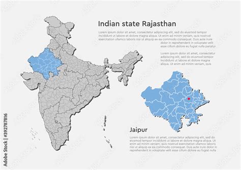 India map country state Rajasthan, vector template Stock Vector | Adobe ...