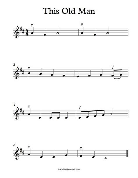 Free Violin Sheet Music – This Old Man – Michael Kravchuk