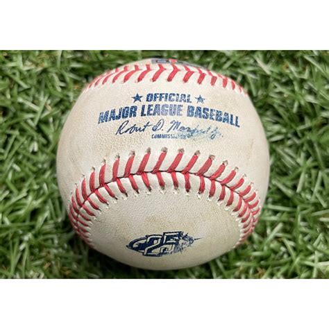 Game Used 25th Anniversary Baseball: Christian Yelich single off Cooper Criswell - Top 7 - May ...