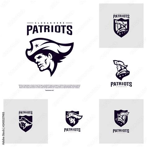 Set of Patriots Logo Design Vector. Head Patriots Logo Design Template ...