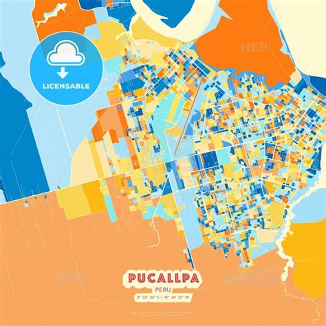 Pucallpa, Peru colourful art map | Map art, Map print, Vector art