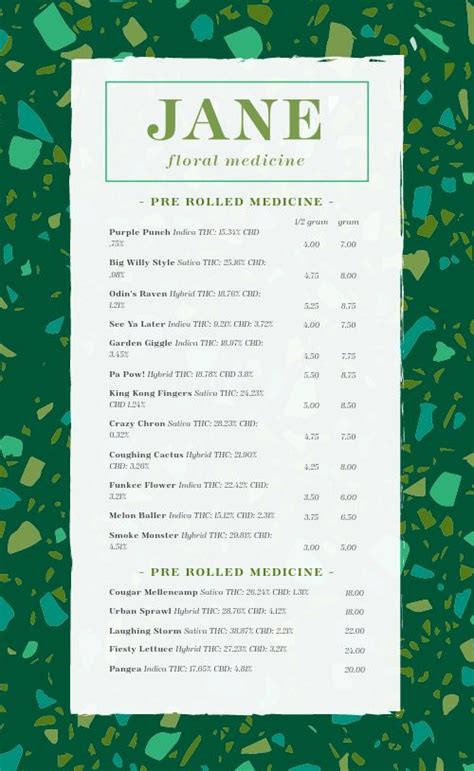 Green Dispensary Menu Design Template by MustHaveMenus