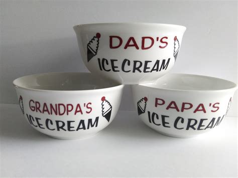 Personalized Ice Cream Bowls Ceramic and Vinyl Bowl Ice - Etsy