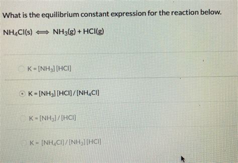 Solved What is the equilibrium constant expression for the | Chegg.com