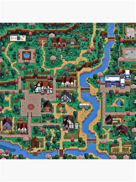 Stardew Valley Posters - Stardew valley town map Poster RB3005 | Stardew Valley Merch