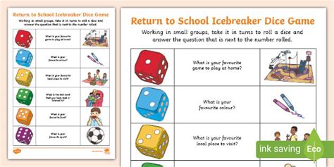 Return to School Icebreaker Dice Game (Teacher-Made)