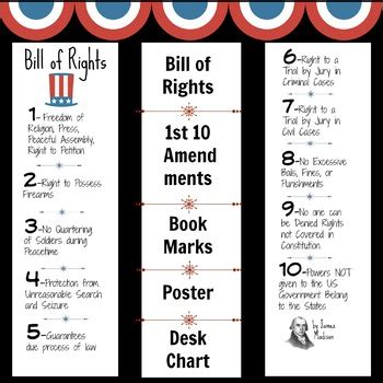 Bill of Rights, First 10 Amendments Chart by Susie's Lemonade | TpT