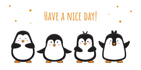 Cute penguin doodle banner background wallpaper icon cartoon illustration 5317355 Vector Art at ...