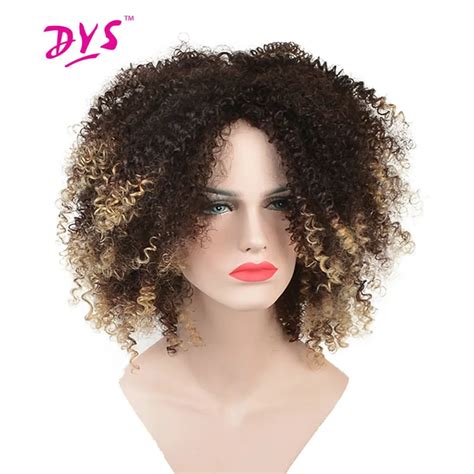 Aliexpress.com : Buy Deyngs Short Afro Kinky Curly Synthetic Wigs For Black Women Ombre Blonde ...