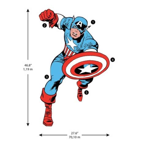 RoomMates RMK5051GM Marvel Classic Captain America Comic Peel & Stick ...