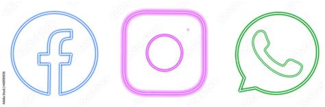 Neon Logo icon set of Instagram, Facebook, WhatsApp |Linear icons ...